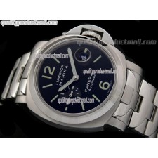 Panerai Luminor Marina PAM 220 V2 Chronograph-Blue Dial Numeral/Index Hour Markers-Stainless Steel Bracelet 