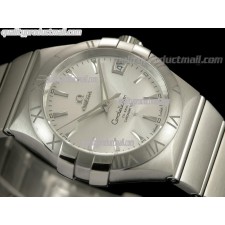 Omega Constellation Double Eagle Swiss-Silver Dial-Stainless Steel Linked Strap