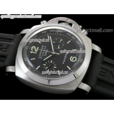 Panerai Luminor Daylight PAM212 Chronograph-Black Dial Black Subdials-Black Rubber Strap