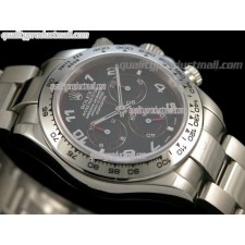 Rolex Daytona Swiss Chronograph-Black Dial Silver Subdials-Red Chronograph-Stainless Steel Oyster Bracelet