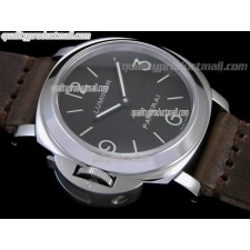 Panerai Luminor Daylight PAM219 Left hand Edition Quartz Watch-Black Dial Black Subdials-Brown Leather Strap