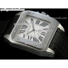 Cartier Santos 100 Swiss Automatic Watch-White Dial W20106X8-44.20mm