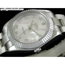 Rolex Datejust II 41mm Swiss Automatic Watch-White Dial Roman Numeral Hour Markers-Stainless Steel Oyster Bracelet 