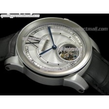 Calibre de Cartier Flying Tourbillon - Black Strap - Silver Dial