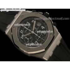 Audemars Piguet Royal Oak Offshore Black Theme Chronograph-Black Textured Dial-Black Rubber Strap