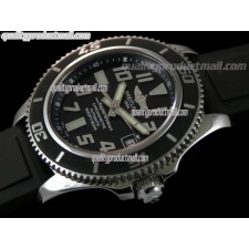 Breitling SuperOcean Abyss 42MM  Automatic Watch-Black Dial Black Inner Bezel-Pro Diver Black Rubber Strap