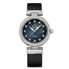 Omega De Ville Ladymatic Automatic Watch Blue Dial Black Leather 34mm