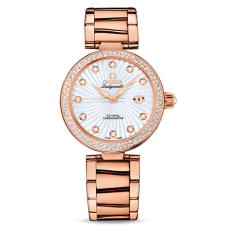 Omega De Ville Ladymatic Swiss Automatic Watch Rose Gold Diamonds Bezel