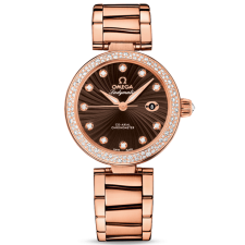 Omega De Ville Ladymatic Automatic Watch Rose Gold Brown Dial 34mm  