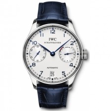 IWC Portuguese 7 Days Swiss Automatic Watch IW500107-White Dial Dark Blue Leather Strap