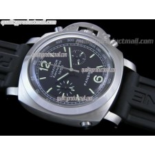 Panerai Luminor Daylight PAM213 Chronograph-Black Dial Black Subdials-Black Rubber Strap