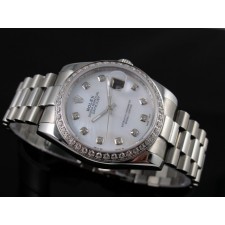 Rolex Datejust II 41mm Swiss Automatic Watch-White Dial Diamond Hour Markers-Stainless Steel Oyster Bracelet