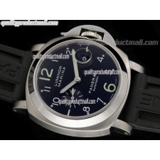 Panerai Luminor Marina PAM164 Automatic Chronograph-Blue Dial Numeral/Index Hour Markers-Black Rubber Strap