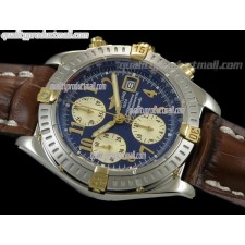 Breitling Choromat Evoluliton V3 Chronograh - Blue Dial - Bi Tone - Brown Leather Strap - Numerals