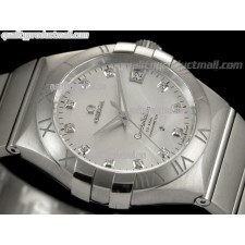 Omega Constellation Double Eagle Swiss-Silver Dial-Stainless Steel Linked Strap