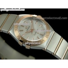 Omega Constellation Ladies Perlmutt Swiss Quartz-Silver Dial-Stainless Steel TT Linked Strap