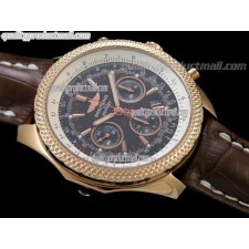 Breitling Bentley 30S Chronograph 18K Rose Gold-Black Dial Black Subdials-Brown Leather Strap