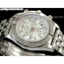 Breitling Chronomat B01 Ultimate 316F Chronograph-White Dial Silver Subdials Index Hour Markers-Stainless Steel Bracelet