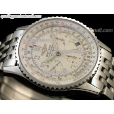 Breitling Navitimer Chronometre Chronograph-Off white Dial Numeral Markers-Stainless Steel Strap