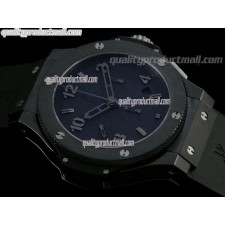 Hublot Big Bang All Black Limited Edition Chronograph-Black Dial Numeral Hour Markers-Black Rubber Strap