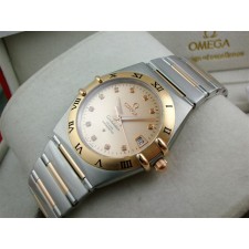 Omega Constellation 160th Anniversary Automatic-18k Gold Dial-Stainless Steel TT Linked Strap