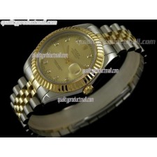 Rolex Datejust II 41mm Automatic Two Tone Fluted Bezel 18k Gold-Gold Dial Diamond Markers-Stainless Steel Jubilee Bracelet