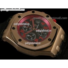 Audemars Piguet Royal Oak Marcus Limited Edition Chronograph 18K Rose Gold-Black Checkered Dial-Black Leatherr Strap