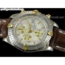 Breitling Choromat Evoluliton V3 Chronograh - White Dial - Bi Tone - Brown Leather Strap