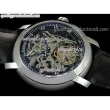 Audemars Piguet Jules Audemars Skeleton Tourbillon-Black Inner Bezel Dial-Black Leather Strap