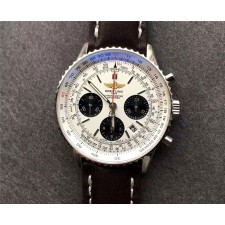 Breitling Navitimer Swiss Automatic Chronograph-White Dial Black Strap