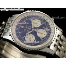 Breitling Navitimer Chronometre Chronograph-Blue Dial Index Hour Markers-Stainless Steel Strap