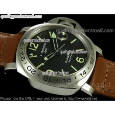 Panerai PAM 029 GMT Automatic-Black Dial Stick Hour Markers-Brown Leather Strap