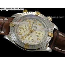 Breitling Choromat Evoluliton V3 Chronograh - White Dial - Bi Tone - Brown Leather Strap - Numerals