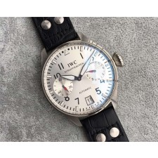 IWC Pilot 7 Days Automatic Watch-Silver Dial Black Leather Strap