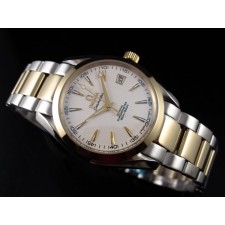 Omega Sea-Master OM6208 Automatic 18k Gold-White Dial-Gormment Markers-Brushed Stainless Steel Strap