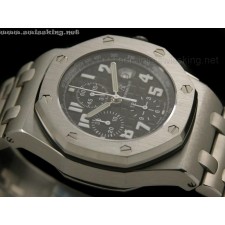 Audemars Piguet Royal Oak Chronograph-Black Checkered Dial Numeral Hour Markers-Stainless Steel Bracelet