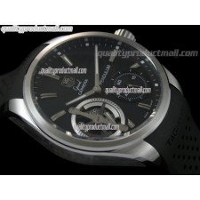Tag Heuer Pendulum Handwound Watch-Black Dial Silver Stick Markers-Black Rubber strap 