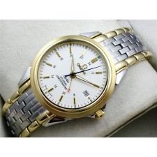 Omega De Ville Automatic 18k Gold-White Dial-Gormment Markers-Stainless Steal Strap