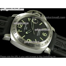 Panerai PAM 029 GMT Automatic Chronograph-Black Dial Stick Hour Markers-Black Rubber Strap