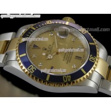 Rolex Submariner Automatic ETA Bi Tone 18K Gold-Gold Dial-18K Plated Gold Plated/Steel Two Tone Oyster Bracelet 