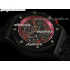 Audemars Piguet Royal Marcus Limited Edition Chronograph-Black Checkered Dial Numeral Hour Markers-Black Leatherr Strap