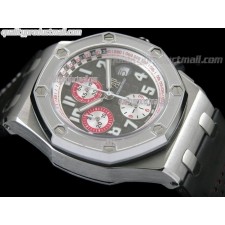 Audemars Piguet Royal Oak 2010 Tour Auto Limited Edition-Grey Checkered Dial Numeral Hour Markers-Black Leathe Strap