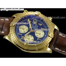 Breitling Chronomat Evolution V3 Chronograph 18k Gold-Black Dial Gold Subdials Gold Index Markers-Stainless Steel Bracelet