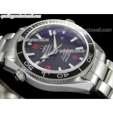 Omega Sea-Master Automatic-Black Dial Black Bezel-Lumed Stick Markers-Brushed Stainless Steel Strap