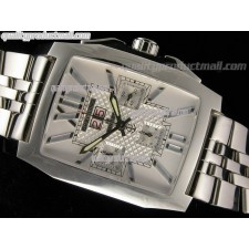Breitling Flying B Chronograph Perpetual Date-White Metallic Dial White Subdials-Stainless Steel Strap
