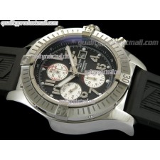 Breitling Blacksteel Super Avenger 48MM 2009 Designs-Black Dial White Subdials-Black Rubber Strap