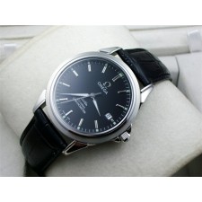 Omega De Ville Automatic-Black Dial-Gormment Markers-Black Genuine Leather Strap