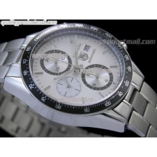 Tag Heuer Carrera 41MM Automatic Chronograph-White Dial Black Ring subdials-Stainless Steel Bracelet