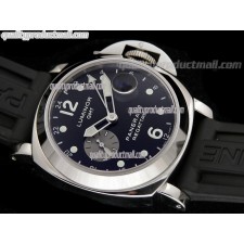 Panerai Regetta PAM156 GMT Automatic Chronograph-Black Dial Dot/Numeral markers-Black Rubber Strap