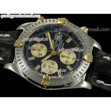 Breitling Choromat Evoluliton V3 Chronograh - Black Dial - Bi Tone - Leather Strap